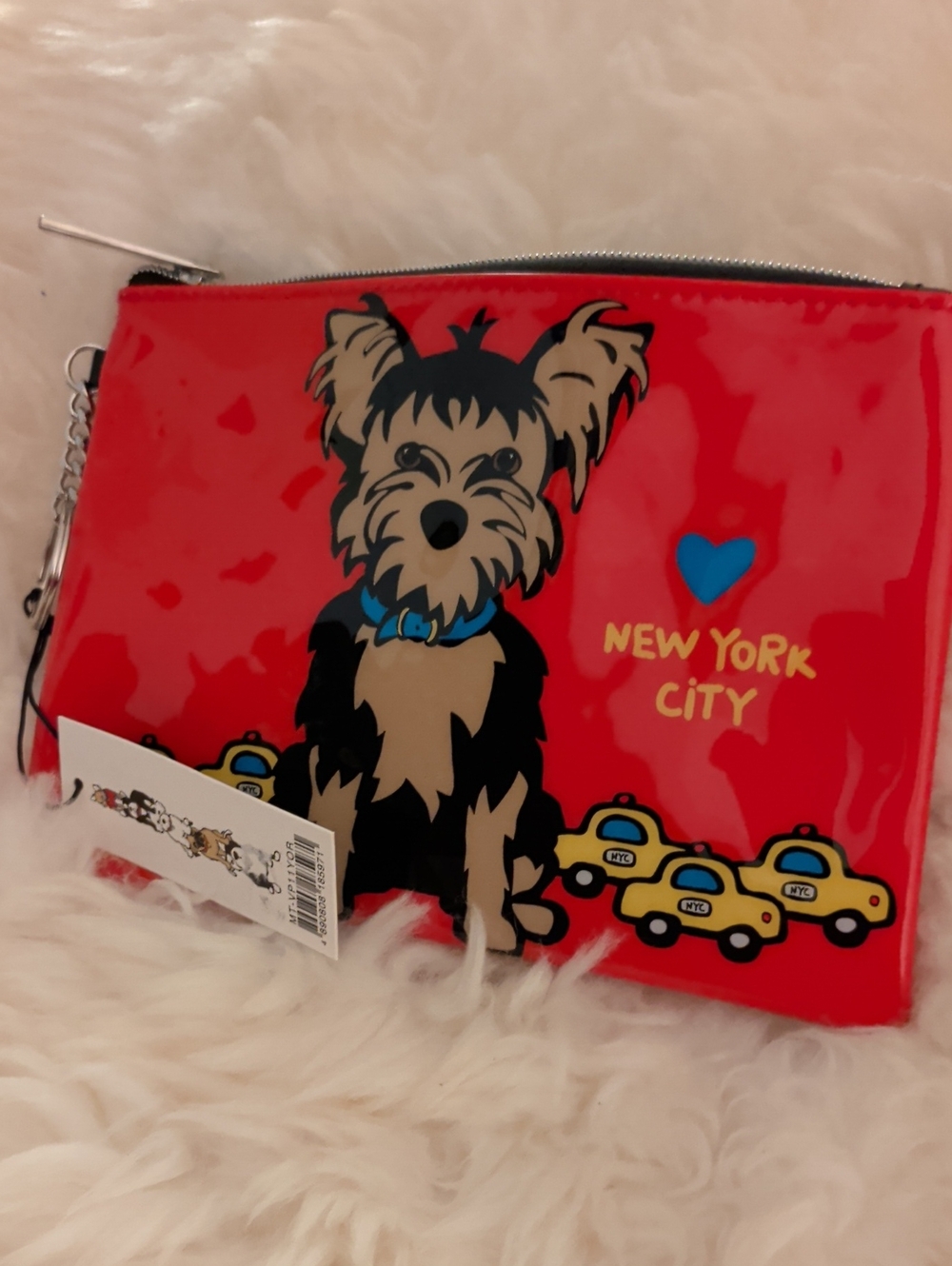 Marc Tetro Red Yorkie Dog Pouch with New York City Design